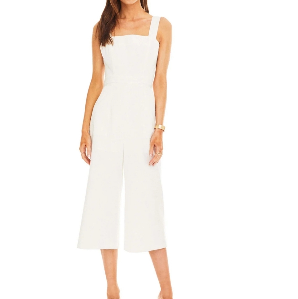 ASTR the LABEL Jordyn Wide Leg Cropped Jumpsuit Size Medium Linen Blend